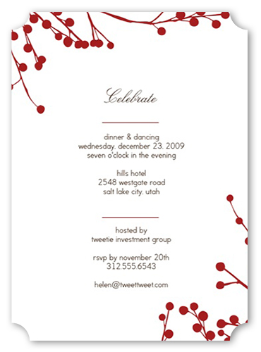 Red Blossoms Party Invitation, Red, Pearl Shimmer Cardstock, Ticket