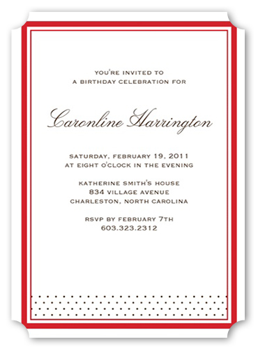Sausalito Red Party Invitation, Red, Pearl Shimmer Cardstock, Ticket