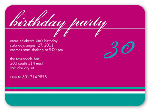 Birthday Fuchsia Party Invitation, Pink, 100% Recycled Cardstock ?, Rounded