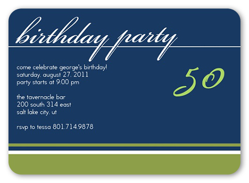 Birthday Navy Party Invitation, Blue, Pearl Shimmer Cardstock, Rounded