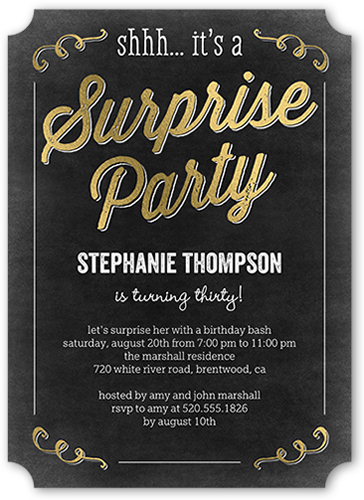 Sweet Surprise Birthday Invitation, Black, Matte, Signature Smooth Cardstock, Ticket
