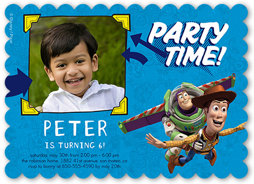 Disney-Pixar Toy Story Celebration Birthday Invitation, Blue, Matte, Signature Smooth Cardstock, Scallop