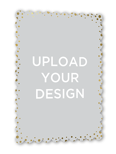 Upload Your Own Confetti Birthday Invitation, Gold Foil, Pearl Shimmer Cardstock, Scallop