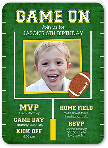 Game On Party Birthday Invitation, Green, Pearl Shimmer Cardstock, Rounded