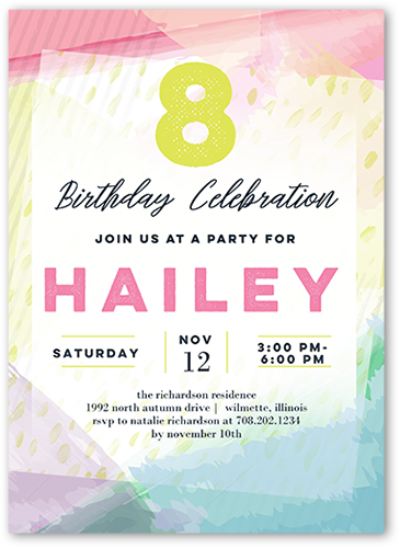 Watercolor Festivities Birthday Invitation, White, Standard Smooth Cardstock, Square