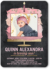 cake celebration girl birthday invitation 5x7 flat