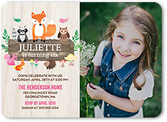 woodland wishes girl birthday invitation 5x7 flat