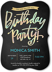 iridescent celebration birthday invitation 5x7 flat