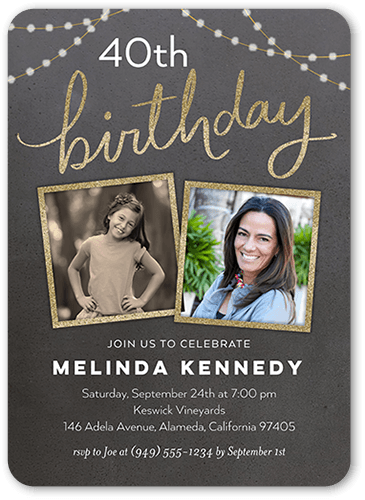 Birthday Lights Birthday Invitation, Black, 5x7 Flat, Matte, Signature Smooth Cardstock, Rounded