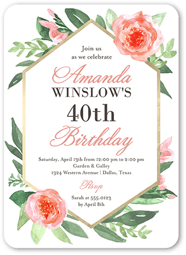 Blushing Birthday Birthday Invitation, Pink, 5x7, Matte, Signature Smooth Cardstock, Rounded
