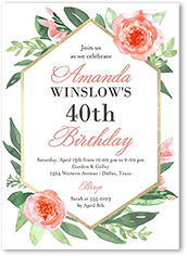 blushing birthday birthday invitation