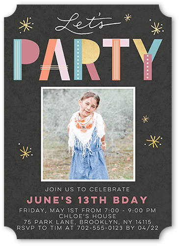 Brightly Celebrated Girl Birthday Invitation, Pink, 5x7, Matte, Signature Smooth Cardstock, Ticket