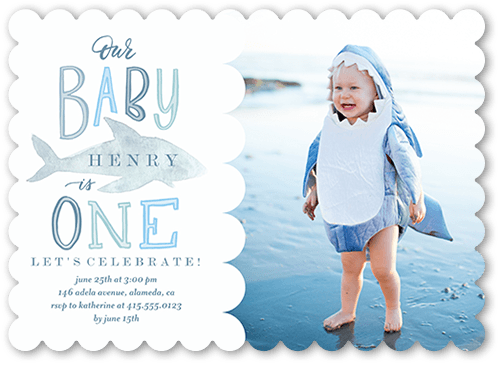 Baby Shark Boy Birthday Invitation Cards Stationery