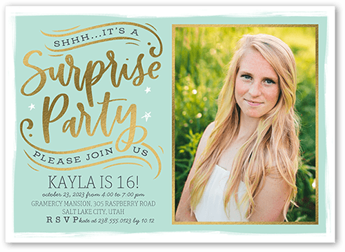 Secret Party Birthday Invitation, Blue, 5x7, Luxe Double-Thick Cardstock, Square