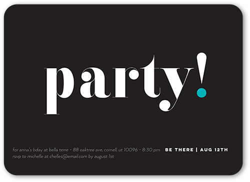 Big and Bold Birthday Invitation, Blue, 5x7 Flat, Standard Smooth Cardstock, Rounded