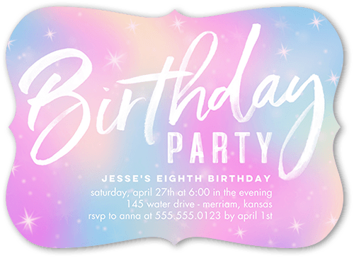 Bright Birthday Birthday Invitation, Pink, 5x7, Pearl Shimmer Cardstock, Bracket