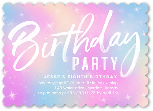 Bright Birthday Birthday Invitation, Pink, 5x7 Flat, Matte, Signature Smooth Cardstock, Scallop