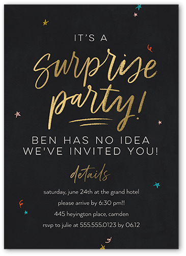 Party People Birthday Invitation, Grey, 5x7 Flat, Luxe Double-Thick Cardstock, Square