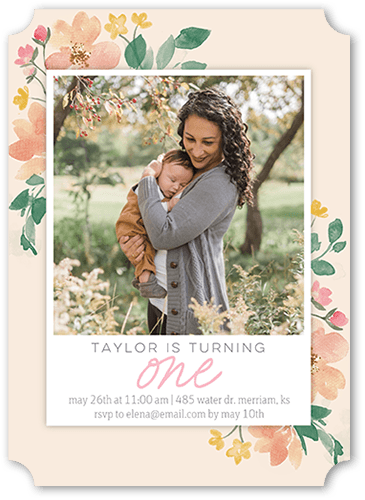 Sweetest Floral Birthday Invitation, Orange, 5x7 Flat, Matte, Signature Smooth Cardstock, Ticket