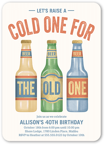 Cold One Birthday Invitation, Blue, 5x7 Flat, Standard Smooth Cardstock, Rounded, Blue