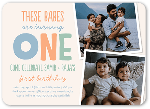 Turning One Birthday Invitation, Orange, 5x7 Flat, Standard Smooth Cardstock, Rounded