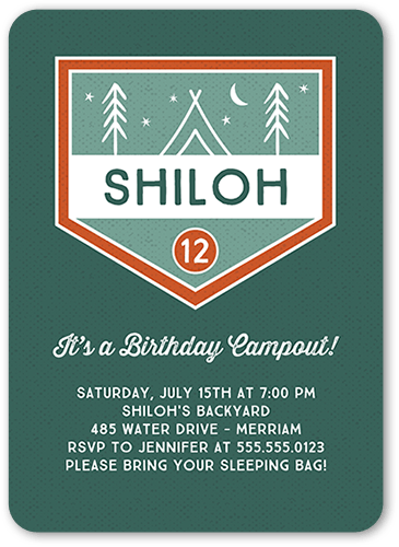 Party Scout Birthday Invitation, Green, 5x7, Standard Smooth Cardstock, Rounded