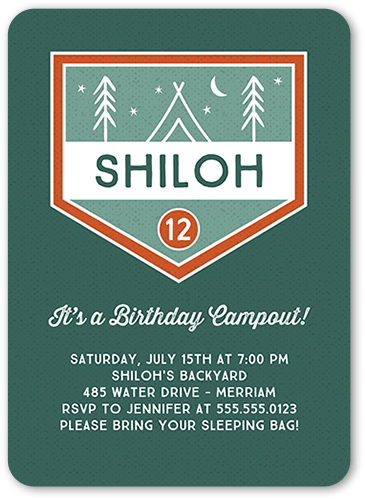 Party Scout Birthday Invitation, Green, 5x7 Flat, Matte, Signature Smooth Cardstock, Rounded, Forest