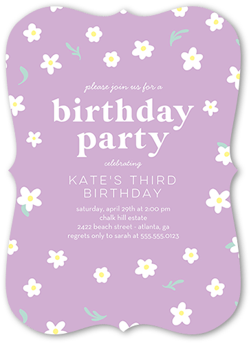 Daisy Decor Birthday Invitation, Purple, 5x7, Matte, Signature Smooth Cardstock, Bracket