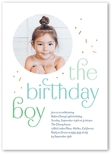 Splendid Sentiment Birthday Invitation, Green, 5x7 Flat, Luxe Double-Thick Cardstock, Square