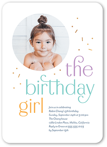 Splendid Sentiment Birthday Invitation, Purple, 5x7 Flat, Standard Smooth Cardstock, Rounded