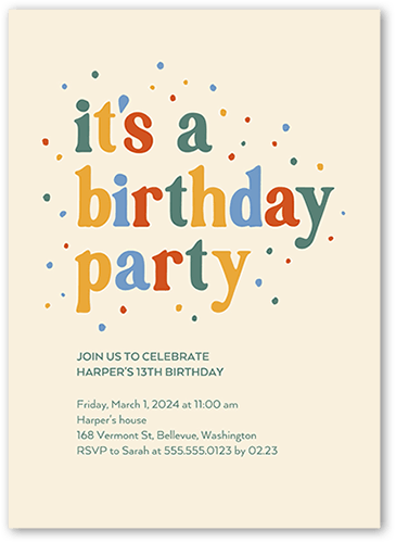 Dotted Display Birthday Invitation, Yellow, 5x7 Flat, Matte, Signature Smooth Cardstock, Square