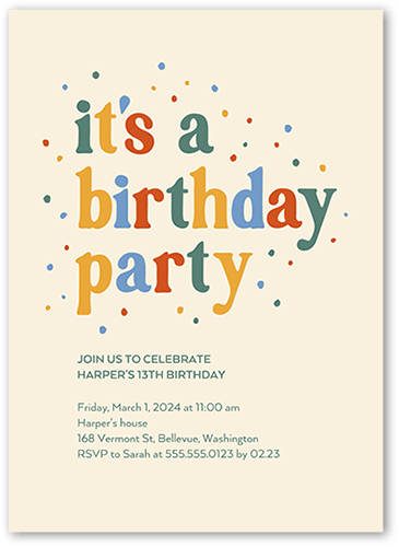 Dotted Display Birthday Invitation, Yellow, 5x7 Flat, Standard Smooth Cardstock, Square