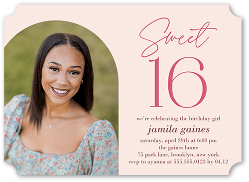 Amazing Arch Birthday Invitation, Pink, none, 5x7 Flat, 100% Recycled Cardstock , Ticket