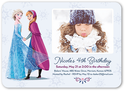 Disney Frozen Anna & Elsa Birthday Invitation, Blue, 5x7, Matte, Signature Smooth Cardstock, Rounded