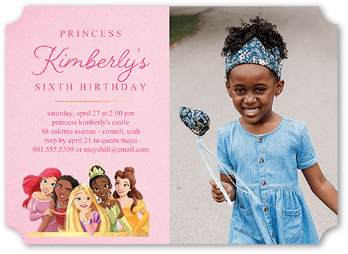 Disney Princess Birthday Birthday Invitation, Pink, 5x7, Matte, Signature Smooth Cardstock, Ticket