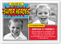super hero celebration birthday invitation 5x7 flat