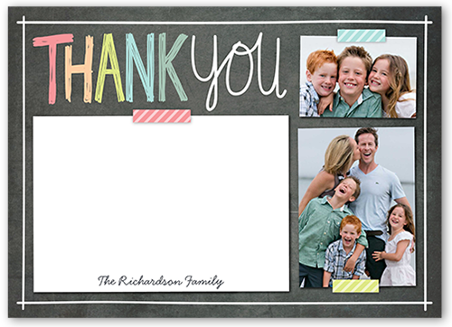 Colorful Notes Thank You Card, Grey, Standard Smooth Cardstock, Square