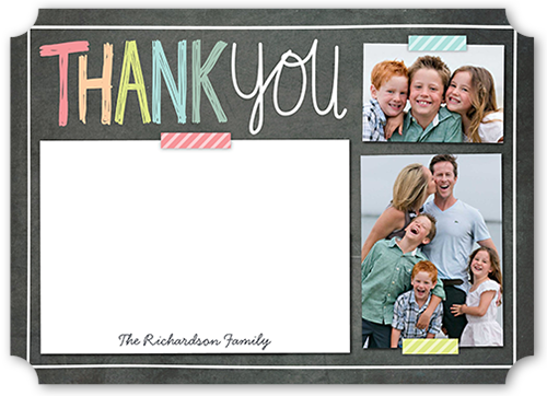 Colorful Notes Thank You Card, Grey, Pearl Shimmer Cardstock, Ticket