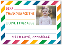 multicolored stripes thank you card 5x7 flat