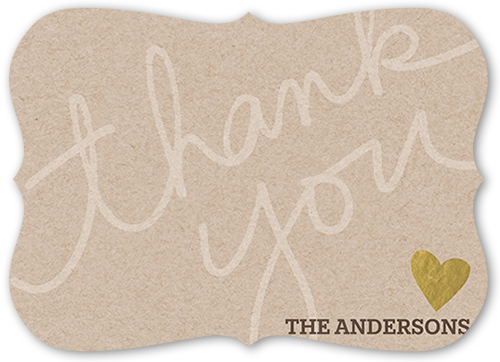 Written From Us Thank You Card, Brown, Matte, Signature Smooth Cardstock, Bracket