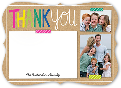 Colorful Notes Thank You Card, Beige, Pearl Shimmer Cardstock, Bracket