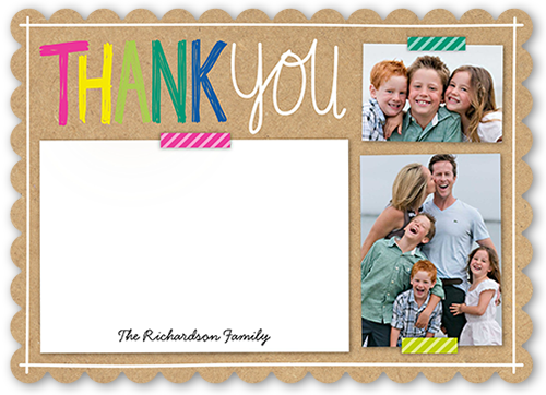 Colorful Notes Thank You Card, Beige, Pearl Shimmer Cardstock, Scallop