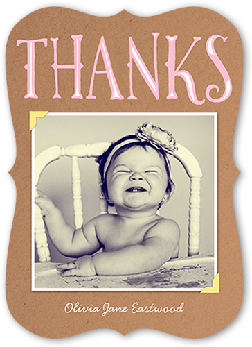 Big Thanks Frame Thank You Card, Pink, Pearl Shimmer Cardstock, Bracket
