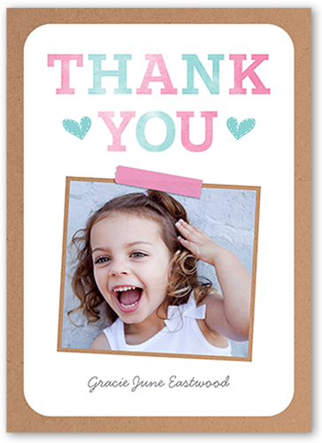 Fun Thanks Thank You Card, Pink, Pearl Shimmer Cardstock, Square