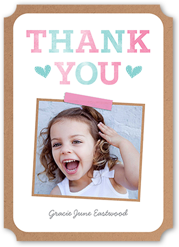 Fun Thanks Thank You Card, Pink, Pearl Shimmer Cardstock, Ticket