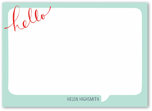 Bubble Hello Thank You Card, Green, White, Matte, Luxe Double-Thick Cardstock, Square