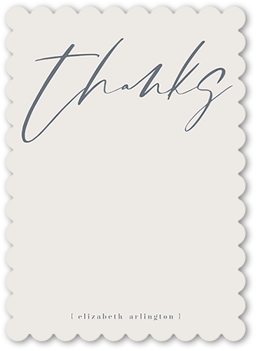 Inked Thanks Thank You Card, Beige, 5x7, Matte, Signature Smooth Cardstock, Scallop