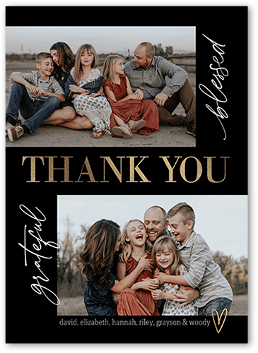 Blessed Fringe Thank You Card, Black, 5x7 Flat, 100% Recycled Cardstock , Square