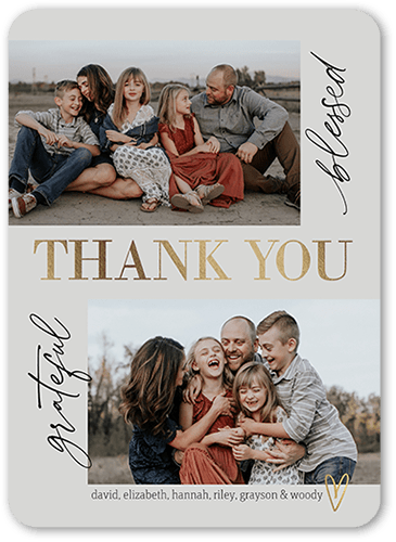 Blessed Fringe Thank You Card, Grey, 5x7 Flat, 100% Recycled Cardstock , Rounded