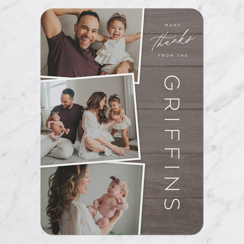 Gratitude Family Thank You Card, Brown, 5x7 Flat, Pearl Shimmer Cardstock, Rounded